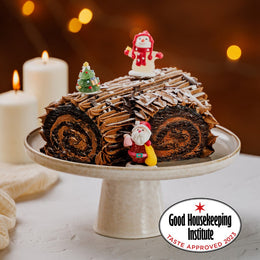 Traditional Yule Log Christmas Cake