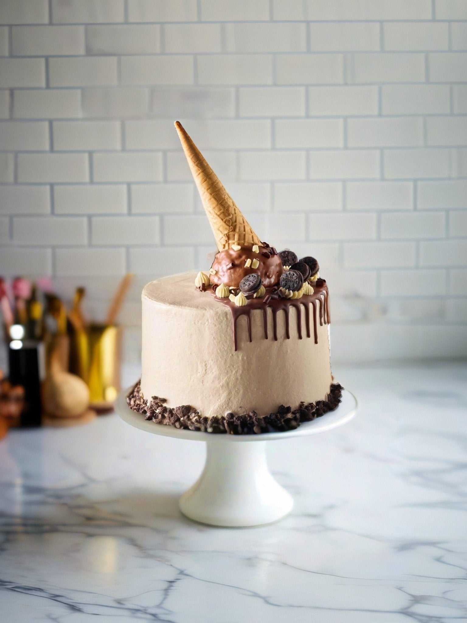 Cookies & Cream Ice Cream Cone Drip Cake - Patisserie Valerie