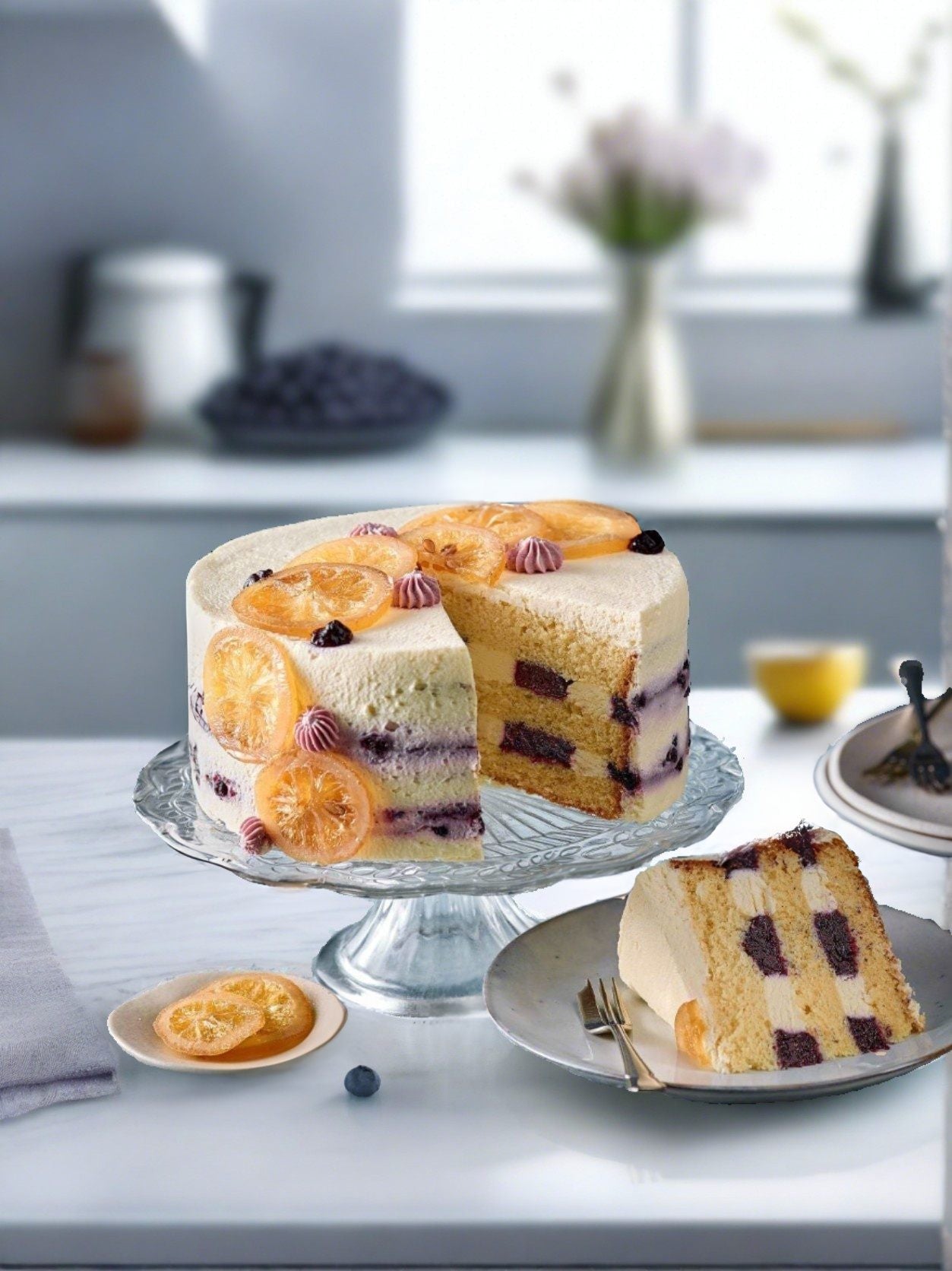 Lemon & Blueberry Dream Cake - Patisserie Valerie
