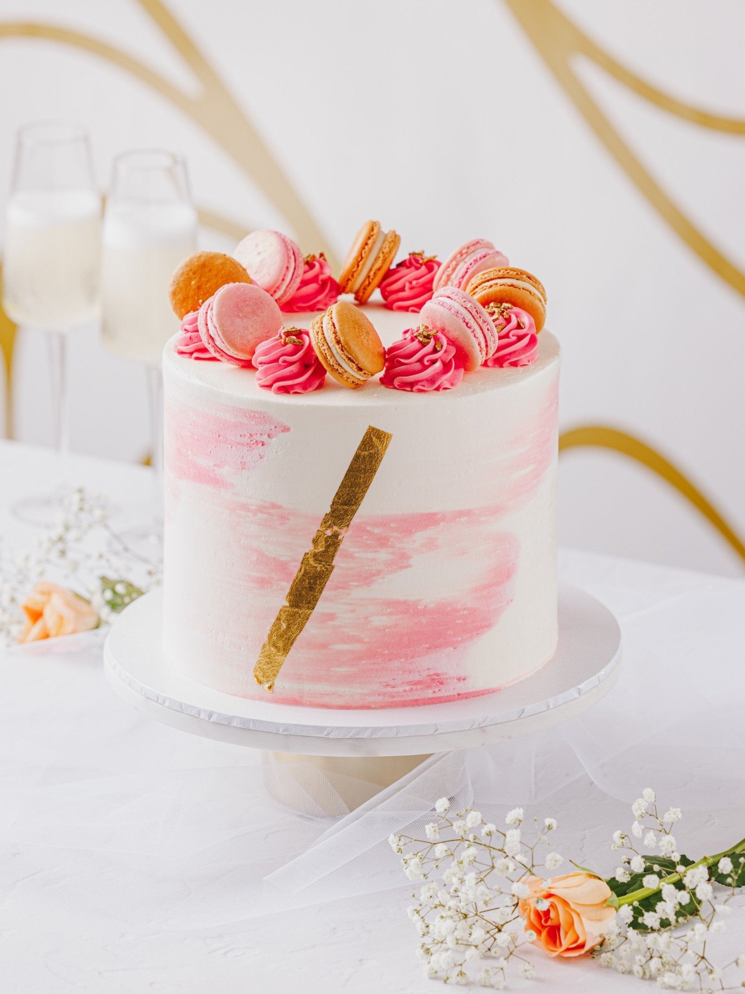 Pink & Gold Leaf Marble Cake - Patisserie Valerie