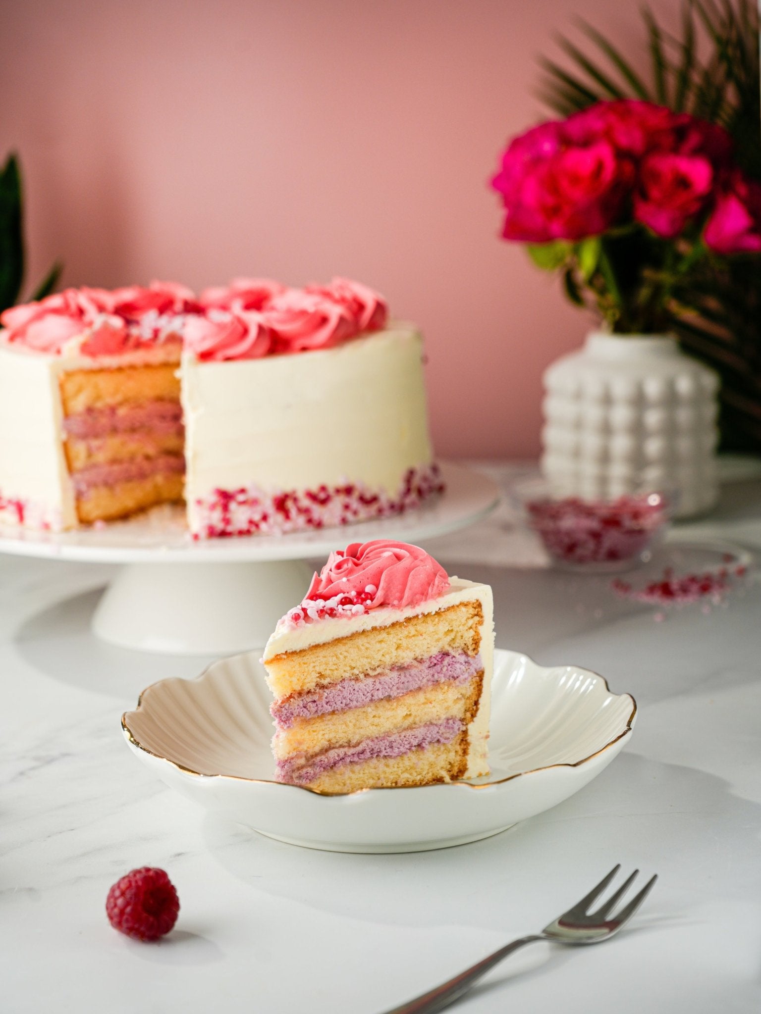 Raspberry Ripple Layer Cake | Next Day Delivery | Patisserie Valerie Cakes