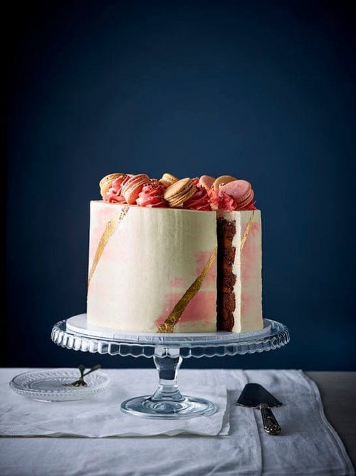 Gold Leaf & Pink Marble Wedding Cake Package (chocolate sponge cake) - Patisserie Valerie